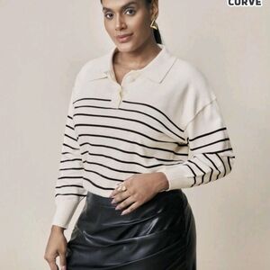 Striped Cream and Black Sweater
